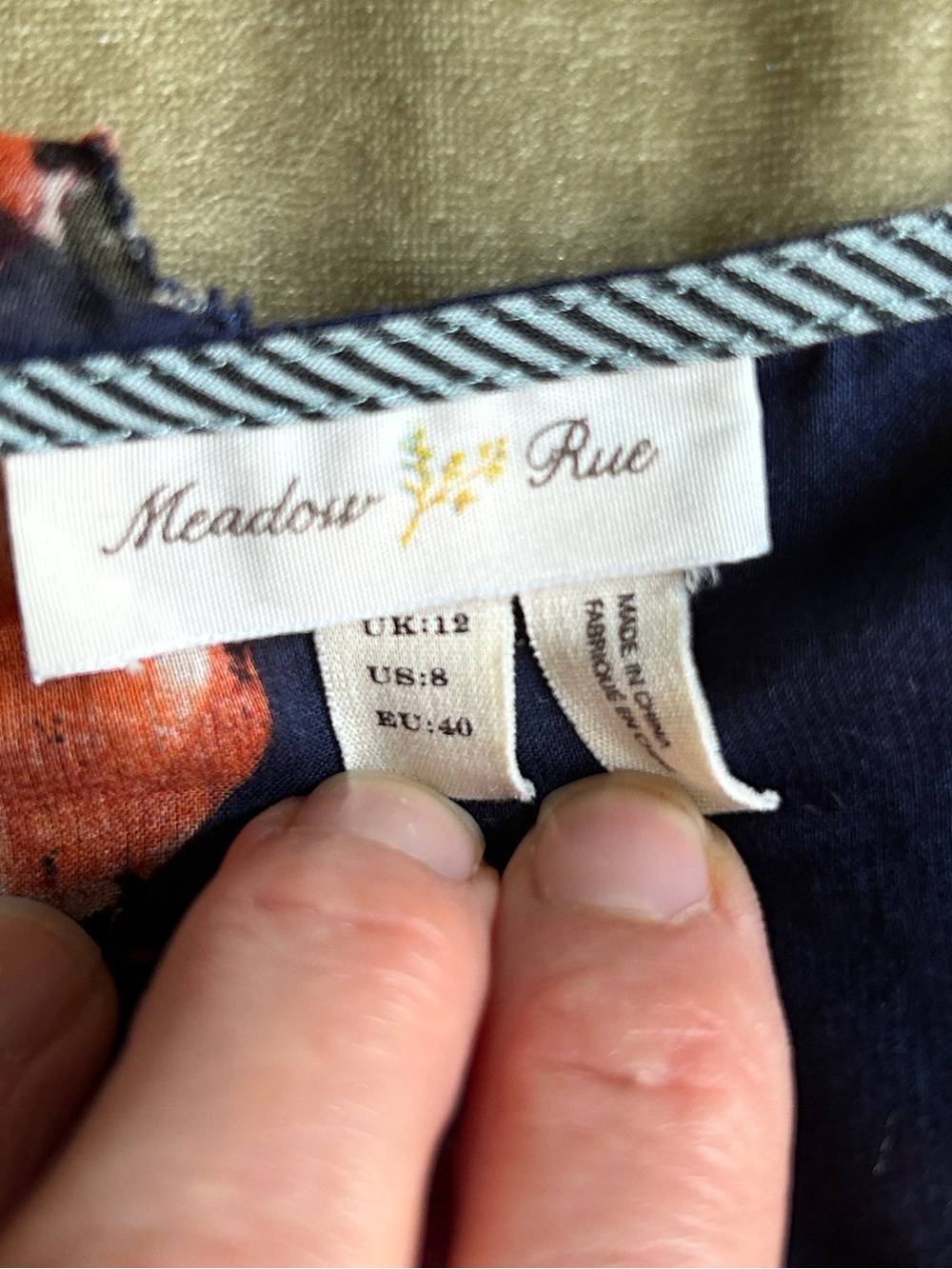 Meadow Rue Navy Bird-Print Flutter Sleeve V-Neck Blouse - Picture 8 of 8